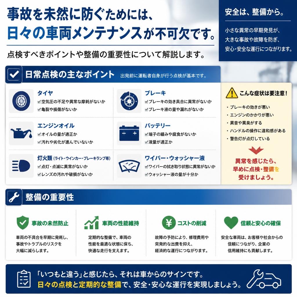車両のメンテナンスとチェックポイント