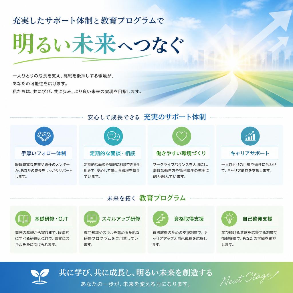 安心して働きたい方へ—サポート体制のご紹介