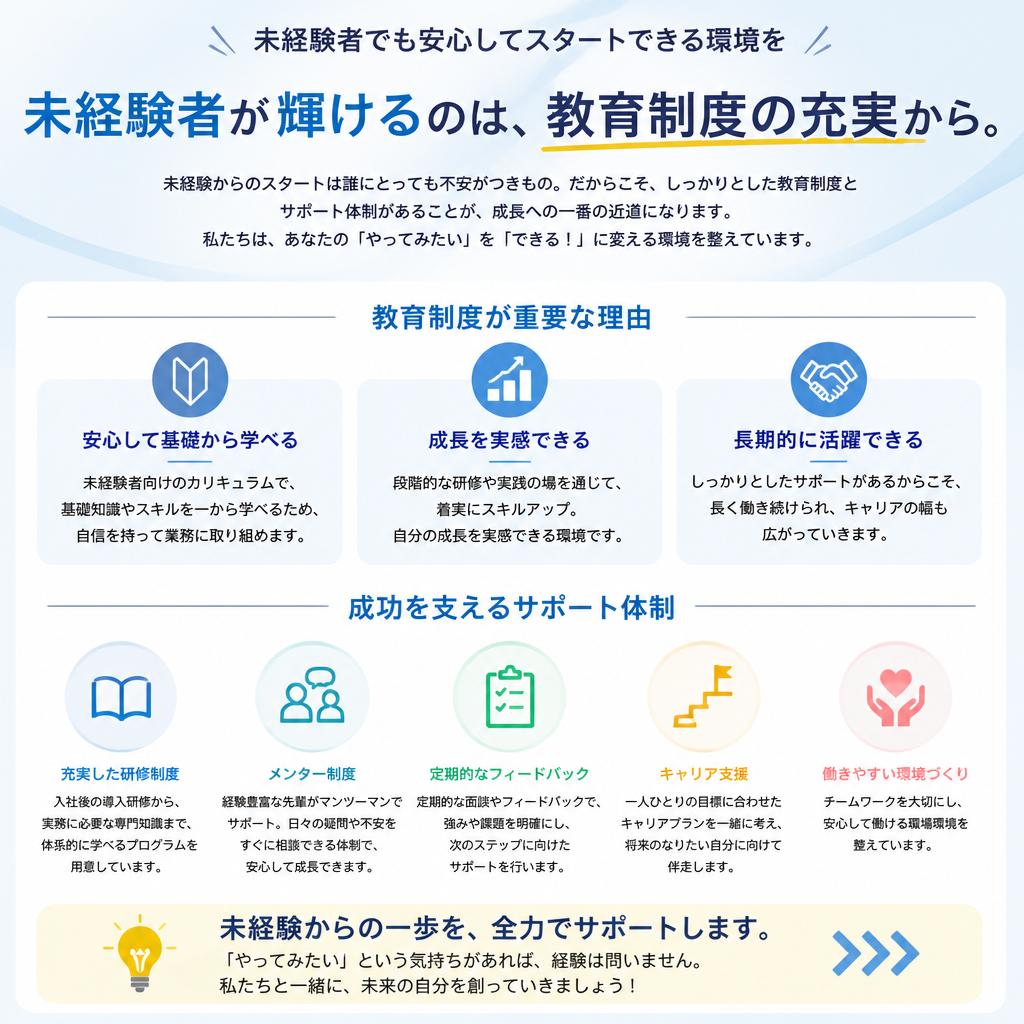 未経験者でも安心な教育制度