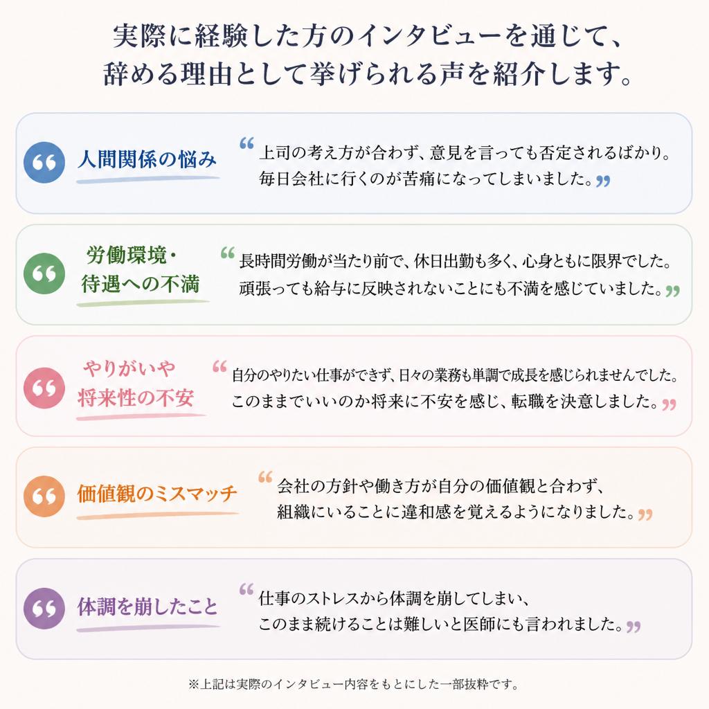 辞めたい理由の実際の声
