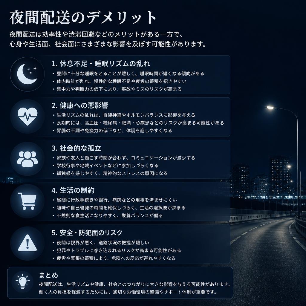 夜間配送のデメリット