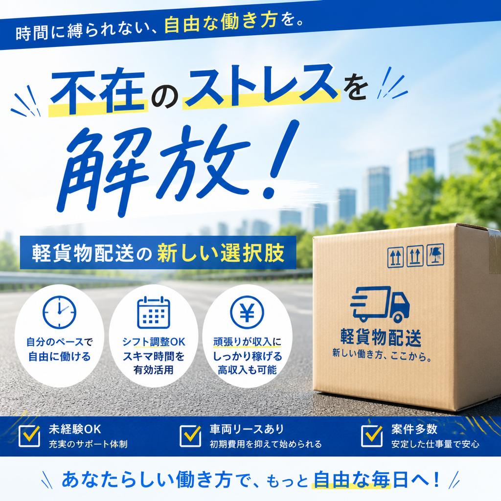 不在のストレスを解放！軽貨物配送の新しい選択肢
