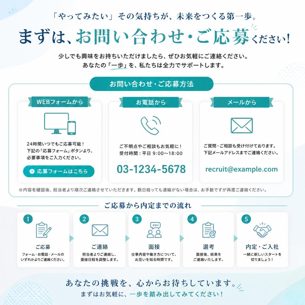 まずはお気軽にお問い合わせを！
